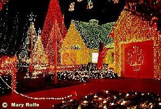 Multi-color Christmas lights on house